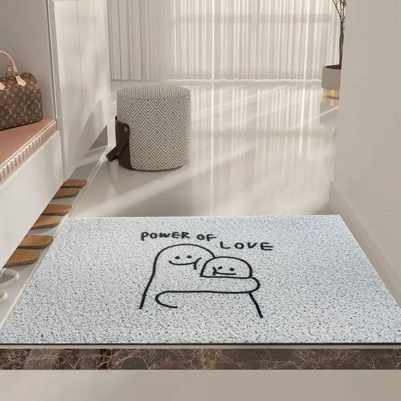 Square cartoon facial expression floor mat with geometric pattern in Mr. Big Nose colour