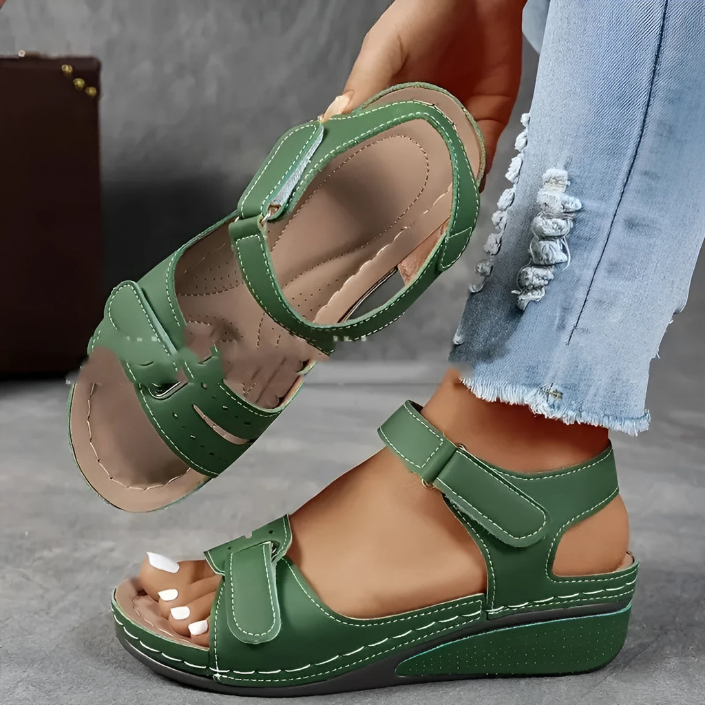 Thick bottom strap sandals with Velcro fastening in multiple colour options