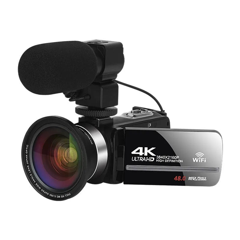 Black WIFI digital night vision camera with 3 inch LCD screen and 37mm lens mount