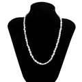 White U-shaped men's imitation pearl necklace with shellfish pendant on pearl chain.