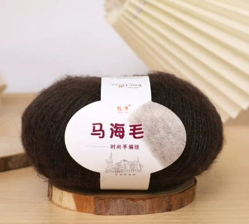 Mohair wool ball for DIY hand-woven scarf kit in one of 34 available colours