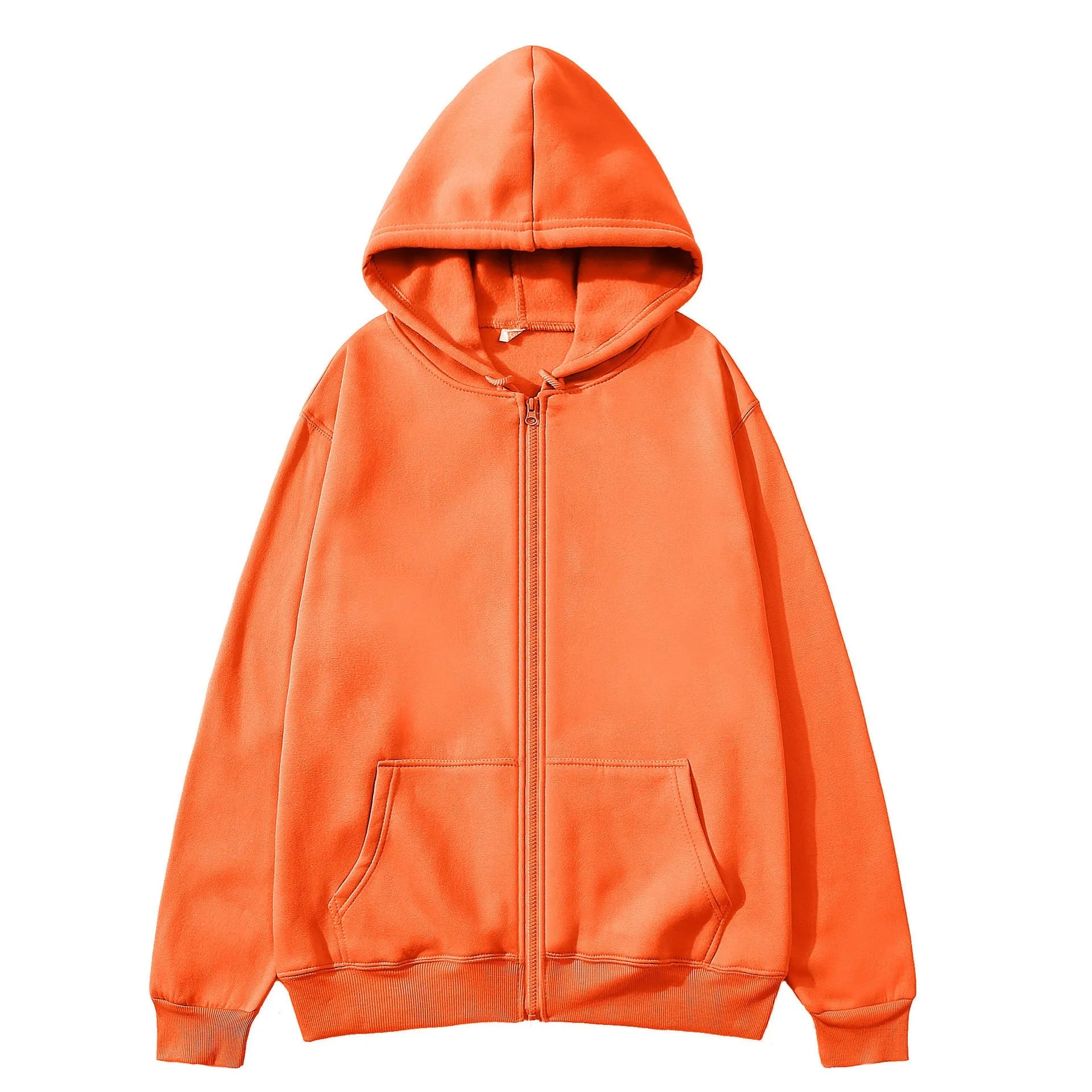 A man's loose fit solid colour zip-up sports jacket in a cardigan style.