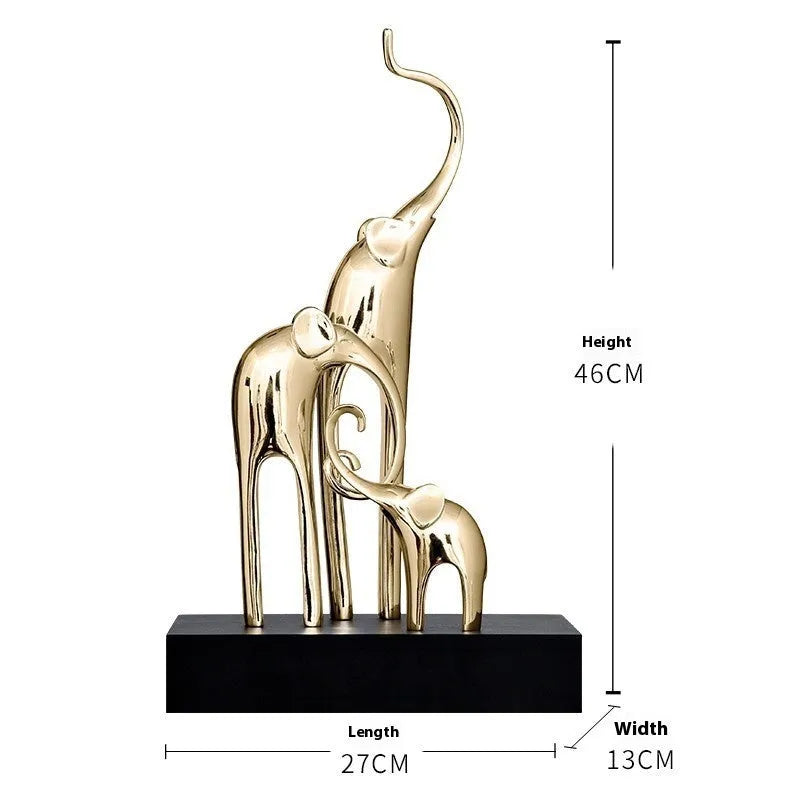 European style decorative resin elephant ornament in bright gold, rose gold, silver, or retro colour finish