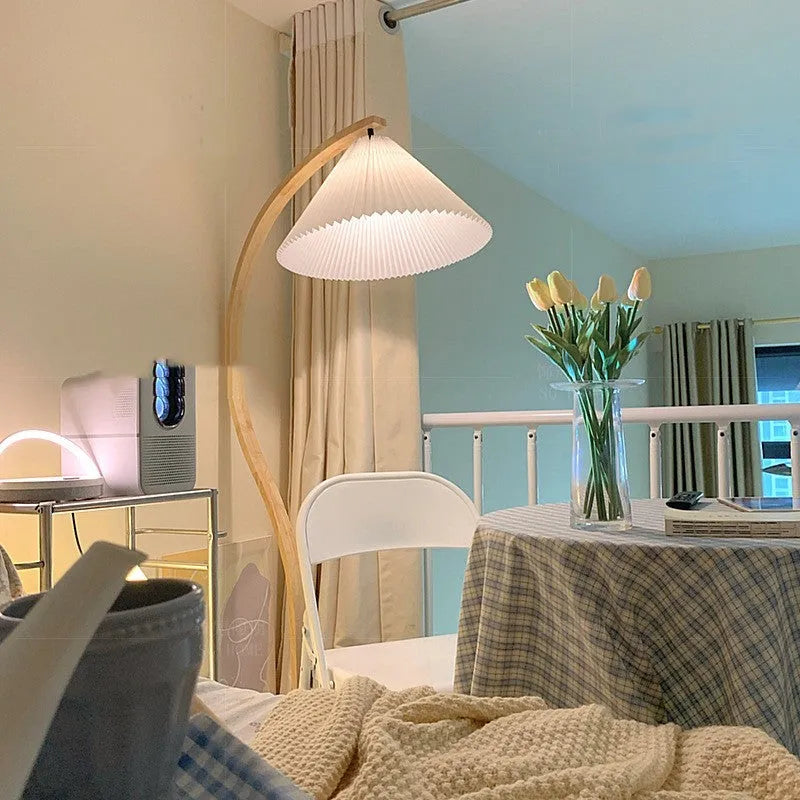 Retro vertical table lamp with a choice of log white or wine red shade, designed for bedside and sofa edge use