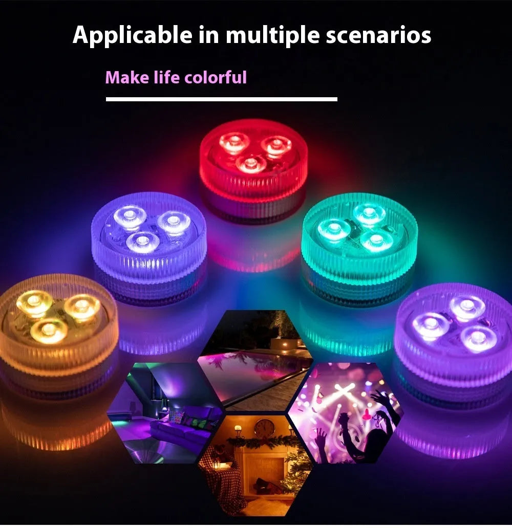LED waterproof remote control fish tank diving light with plastic shell and 3 LED beads, 35x18mm