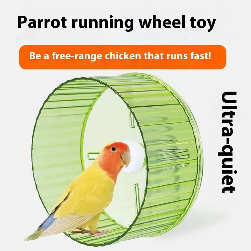 21cm plastic parrot running wheel toy in multiple colours for bird cage exercise