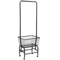 White iron pulley storage car with single rod for hanging clothes on wardrobe rail