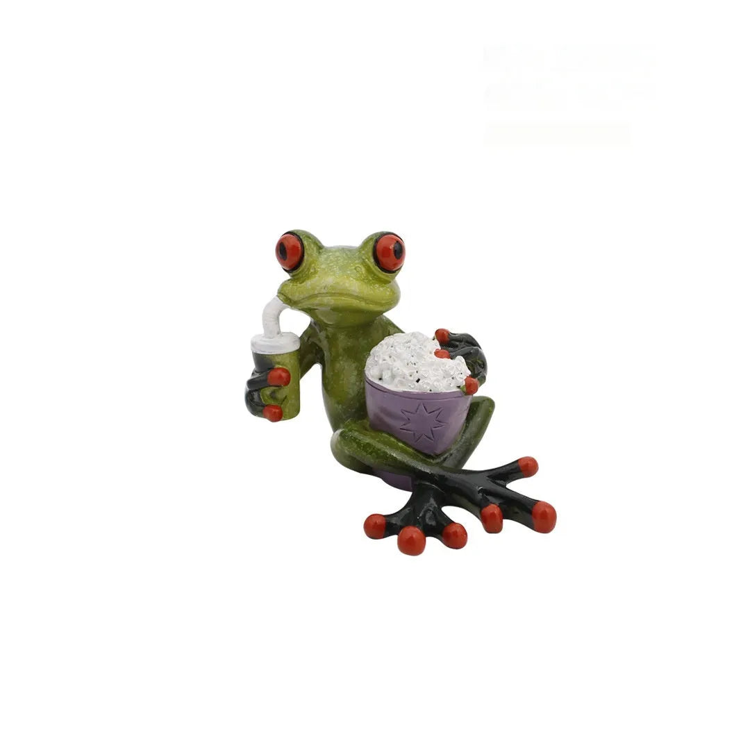 Pastoral style resin frog decoration for home interior display