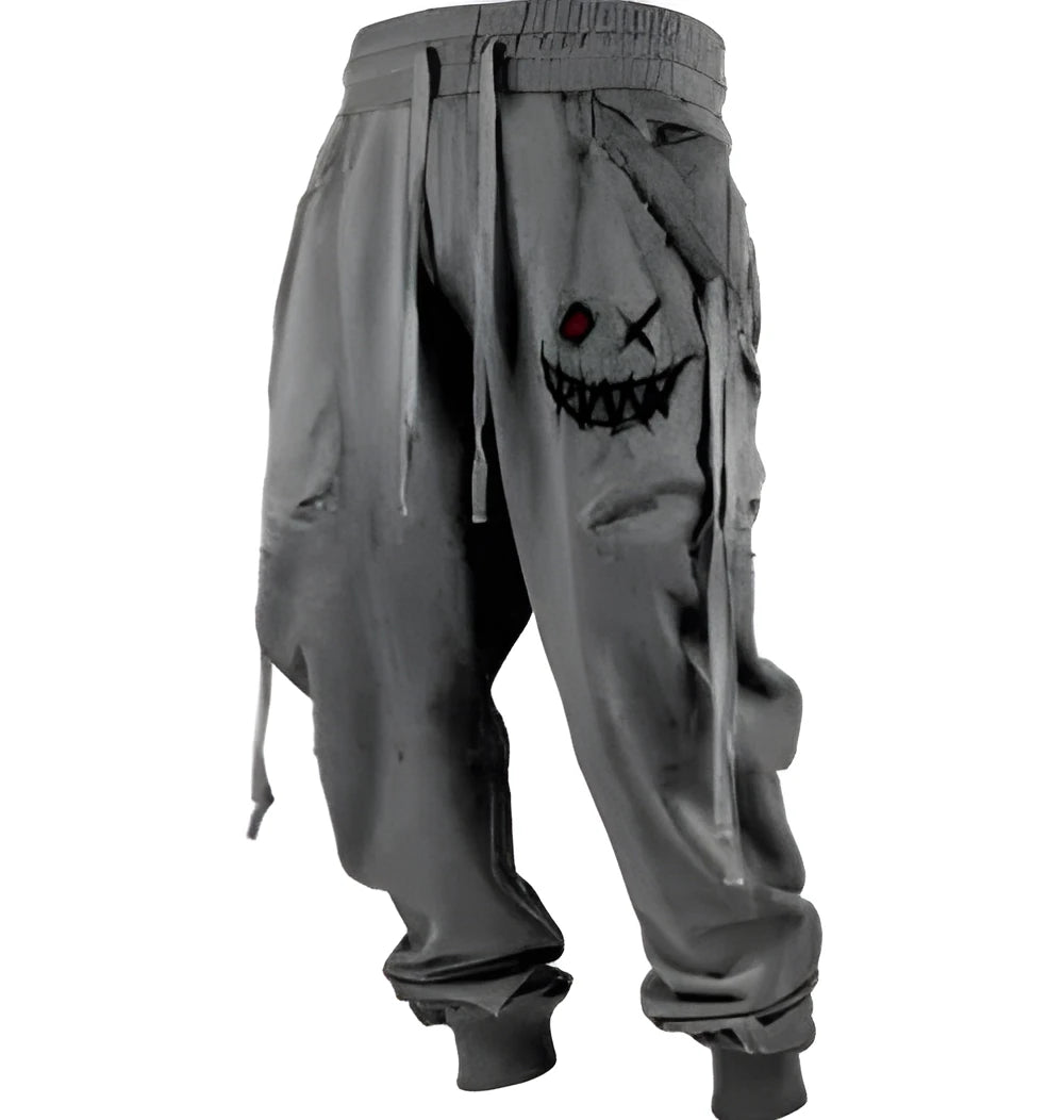 Printed 3D sweatpants for plus-sized men, polyester, light straight leg, available in colours