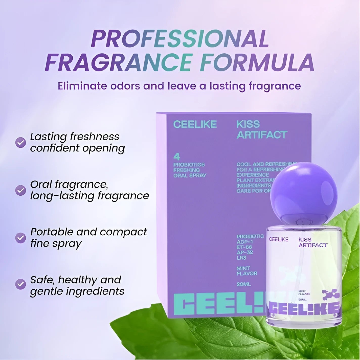 20ml portable oral care spray bottle with nozzle dispenser for probiotics cleaning formula