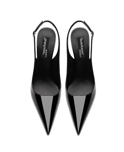 Women's nude soft PU leather ankle-strap high heels with hollow design detail