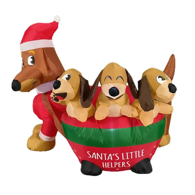 Christmas Dachshund inflatable air model in polyester for outdoor courtyard holiday decoration