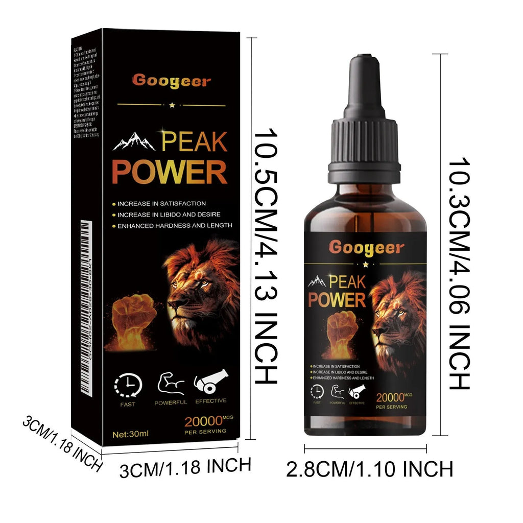 Googeer Peak Power 30ml liquid energy supplement bottle for adult health and wellness support