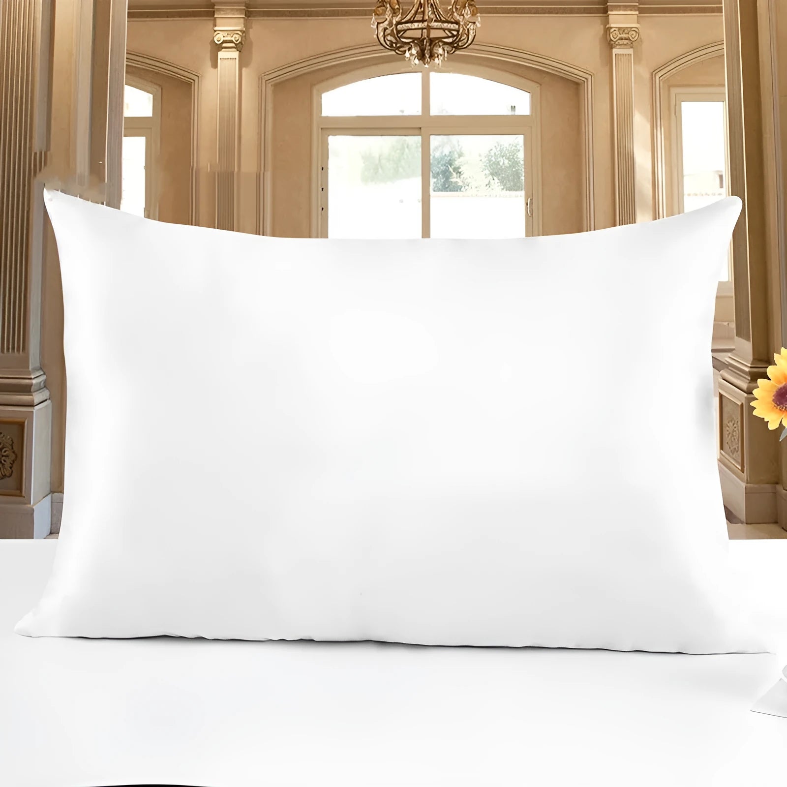 19 M style double-sided silk pillowcase shown in one of 14 available colours.
