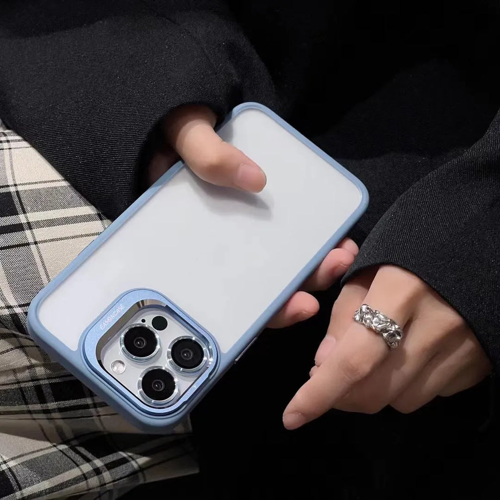 Fashion skin-touch matte silicone phone case with bracket for iPhone in titanium gray