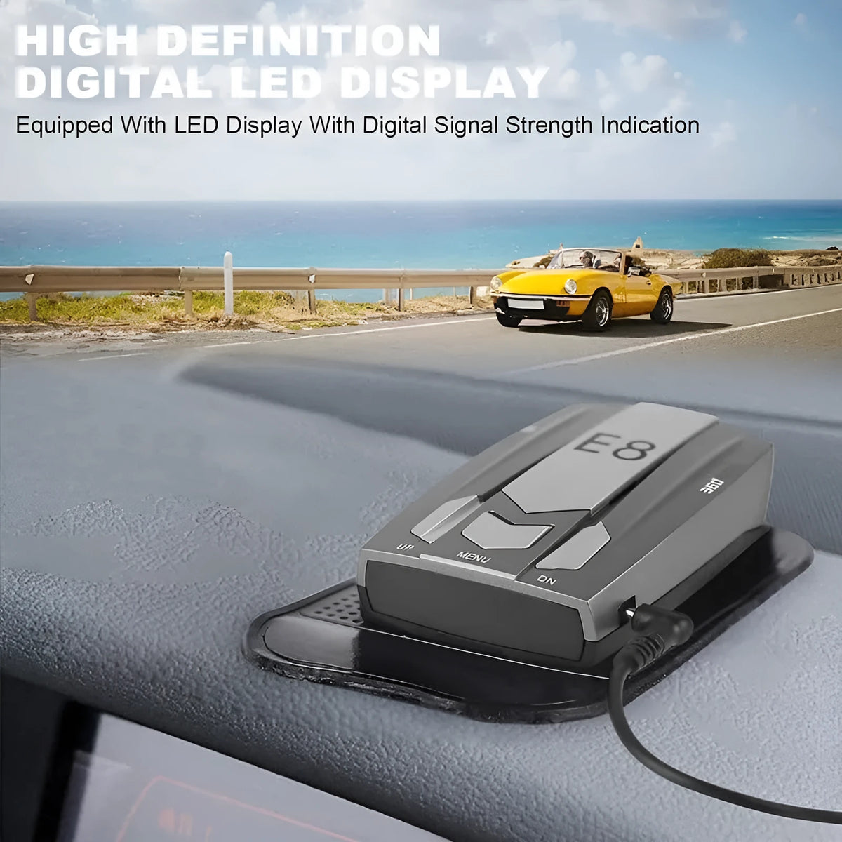 E8 automobile flow speed measuring electronic dog iron grey ABS radar detector with anti-skid pad