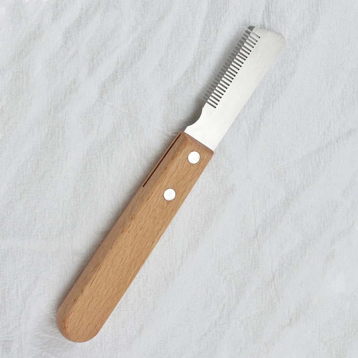 Dog stripping knife grooming tool with wooden handle in two sizes