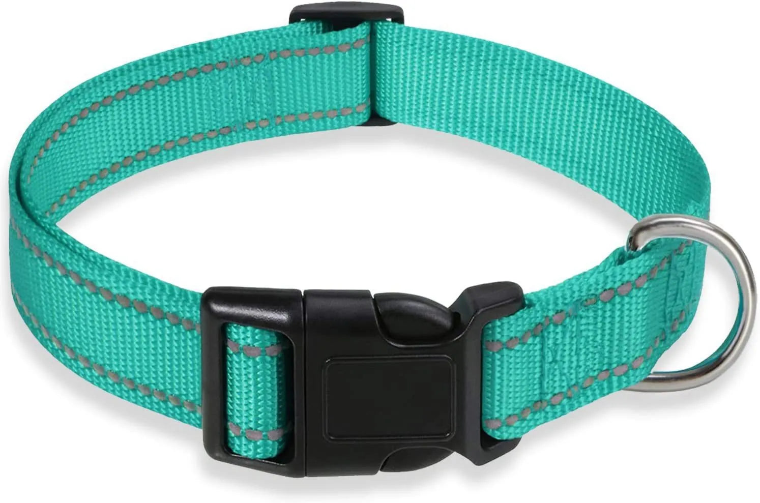 Adjustable chest strap dog collar in nylon material showing colour options