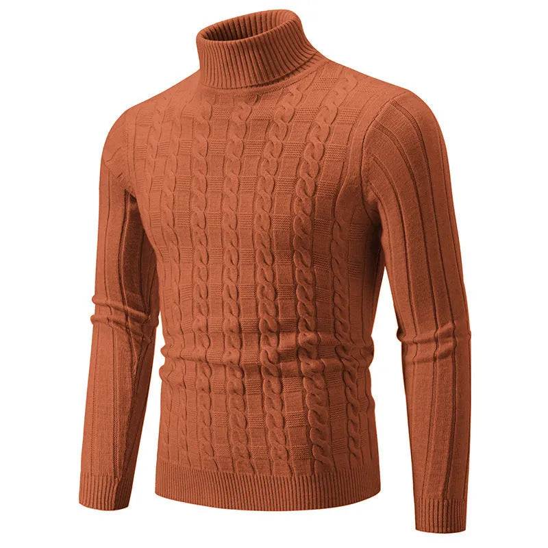 Men's slim twist turtleneck pullover in chenille fabric available in multiple colours
