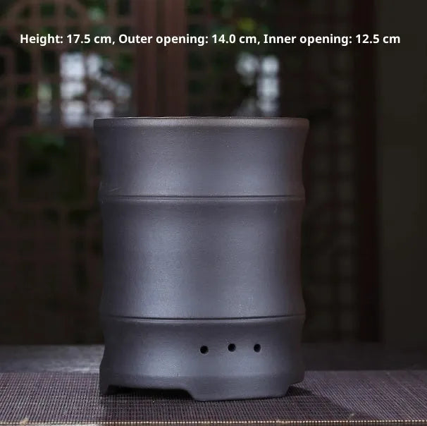 Purple sand ceramic flower pot with tray, classical style, compact 28mm size for small orchids