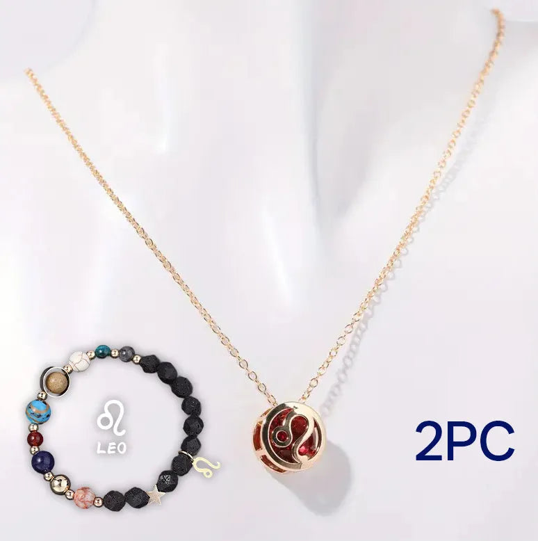 Natural stone beaded necklace and bracelet set on elastic cord.