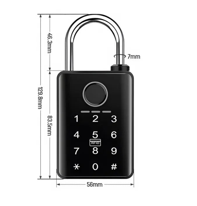 Control fingerprint large padlock with metal beam for warehouse courtyard box truck outdoor use