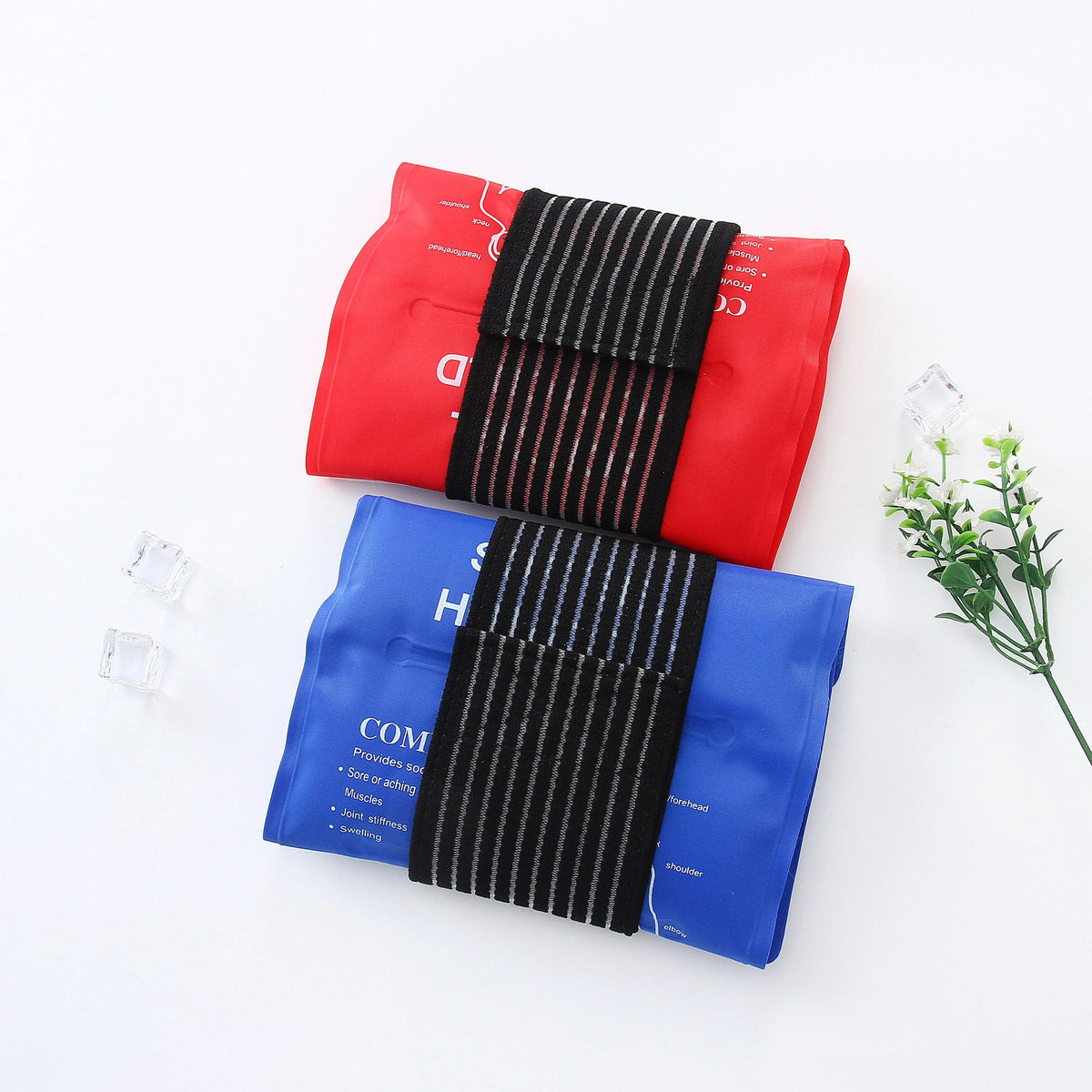 Sapphire blue nylon silk binding knee ice pack 44.5x17.5cm for sports sprains and cold compress therapy