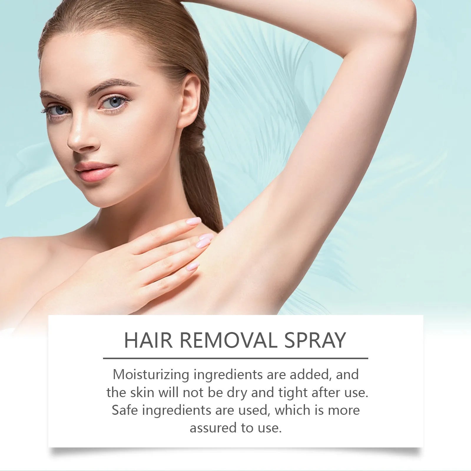 30ml bottle of moisturising hair removal spray with aloe and hyaluronic acid