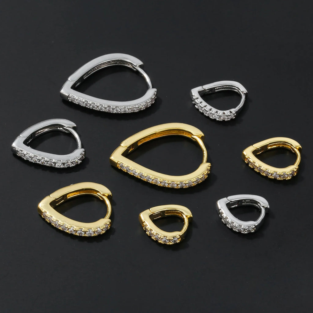Geometric heart-shaped copper ear clip with electroplated gold finish and clip-on fitting