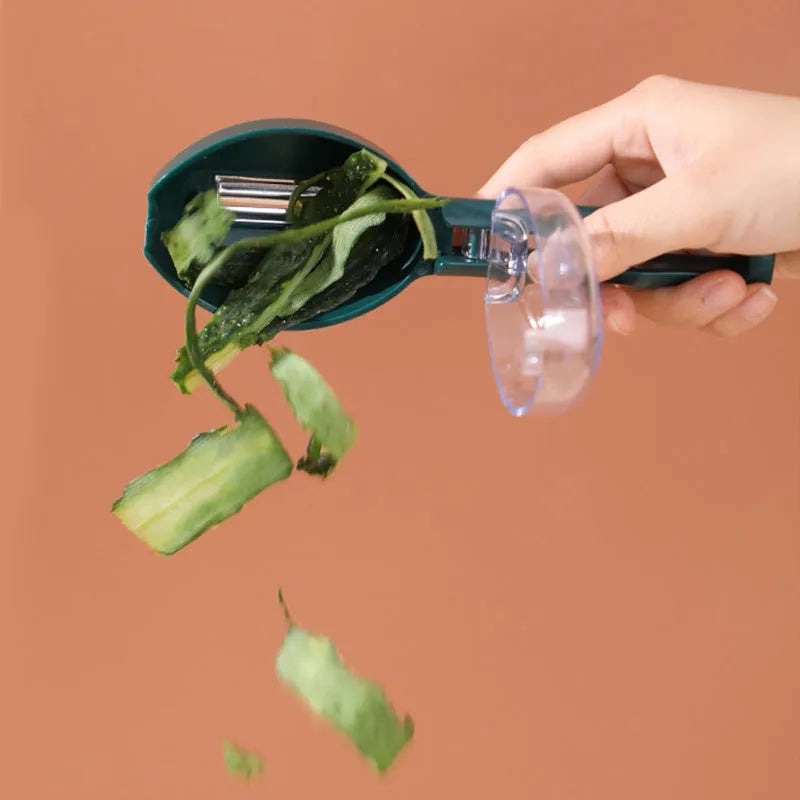 Yellow peeling knife with protective plastic storage lid for fruits and vegetables