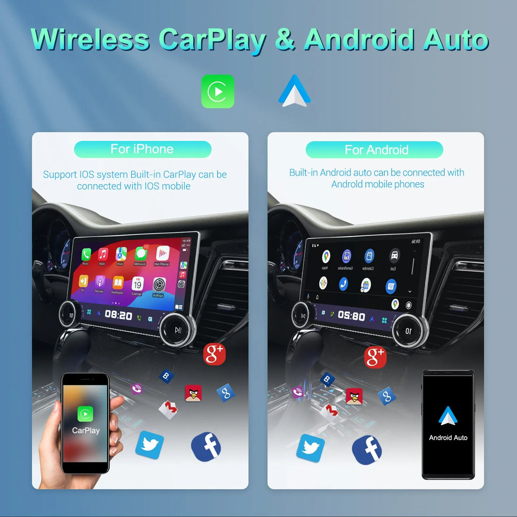 11.8-inch Android car multimedia player with double knobs and large touchscreen display