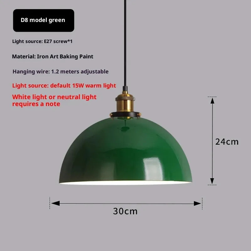 Retro industrial dark green wrought iron ceiling lamp with nostalgic lampshade on ceiling