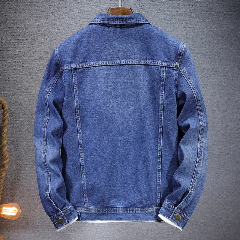 Men's denim coat casual top solid colour cardigan loose fit light blue blue cotton blend spring autumn