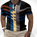 Summer men's casual retro loose fit short sleeve polyester top in solid colour