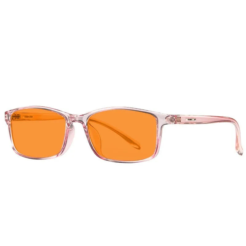 Orange lens anti-blue light glasses with full rim frame in four colour variations