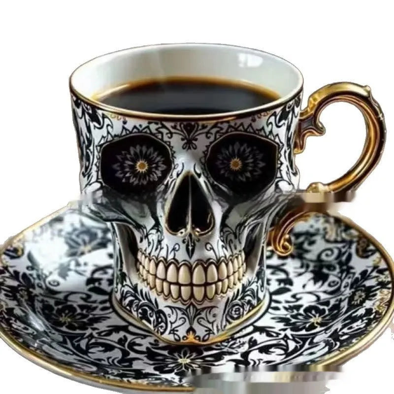Creative Halloween cup in human skeleton design made of resin, European style, Type A with plate