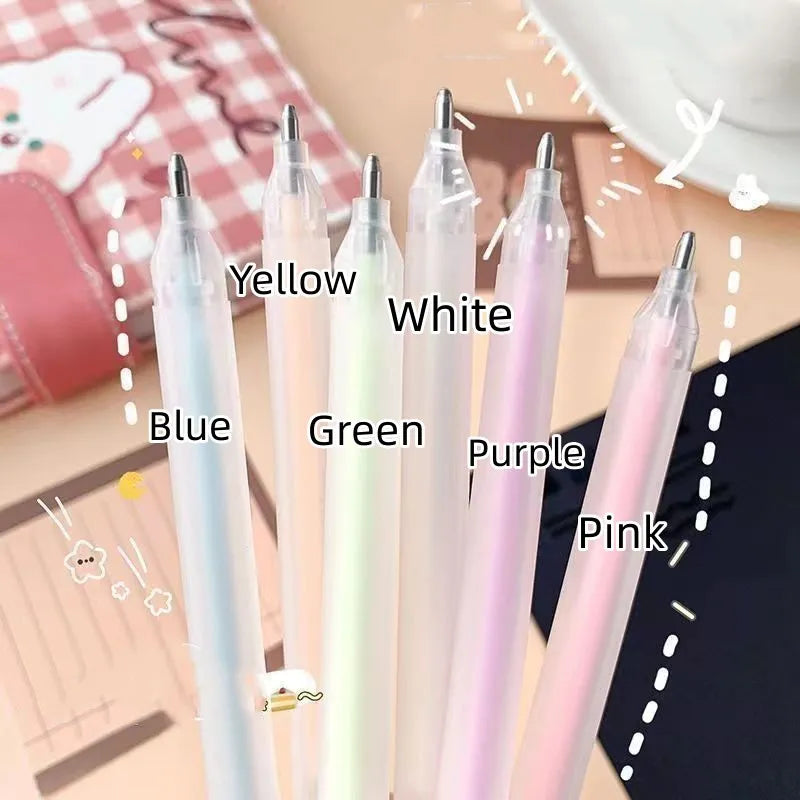 Macaroon colour dispensing pen with cap-pulling mechanism in assorted colours