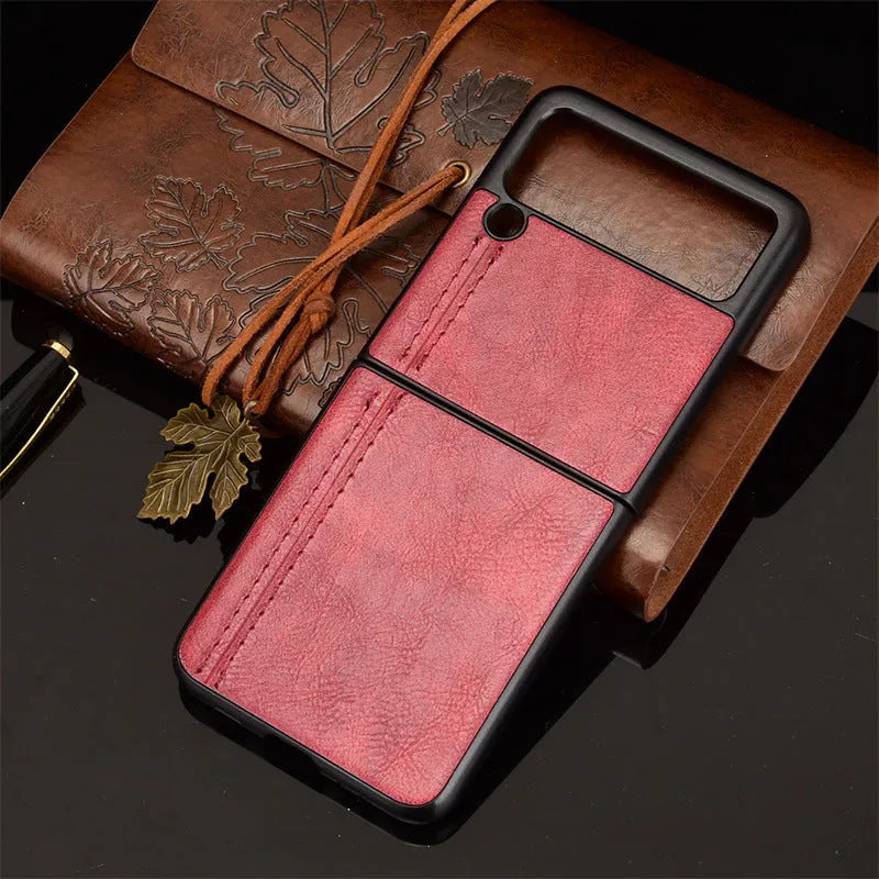 Samsung Galaxy Z Flip 3 5G Z Flip 4 5G PC leather back cover case in black with business style machined finish