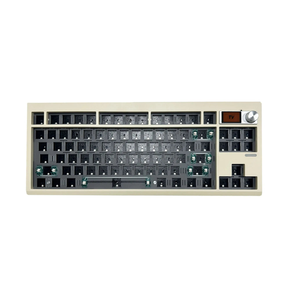 DIY mechanical keyboard kit with rotary knob and RGB backlight in compact ABS case