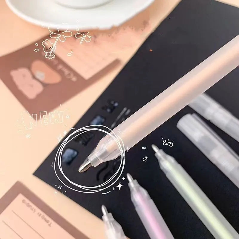 Macaroon colour dispensing pen with cap-pulling mechanism in assorted colours