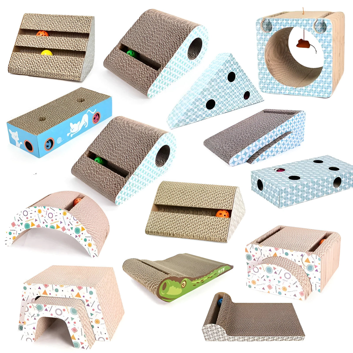 Corrugated paper cat scratcher in multiple colour options for claw grinding and rest