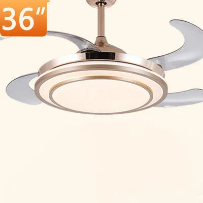 Home full spectrum eye protection LED fan chandelier 36 inch gold with invisible ABS blades