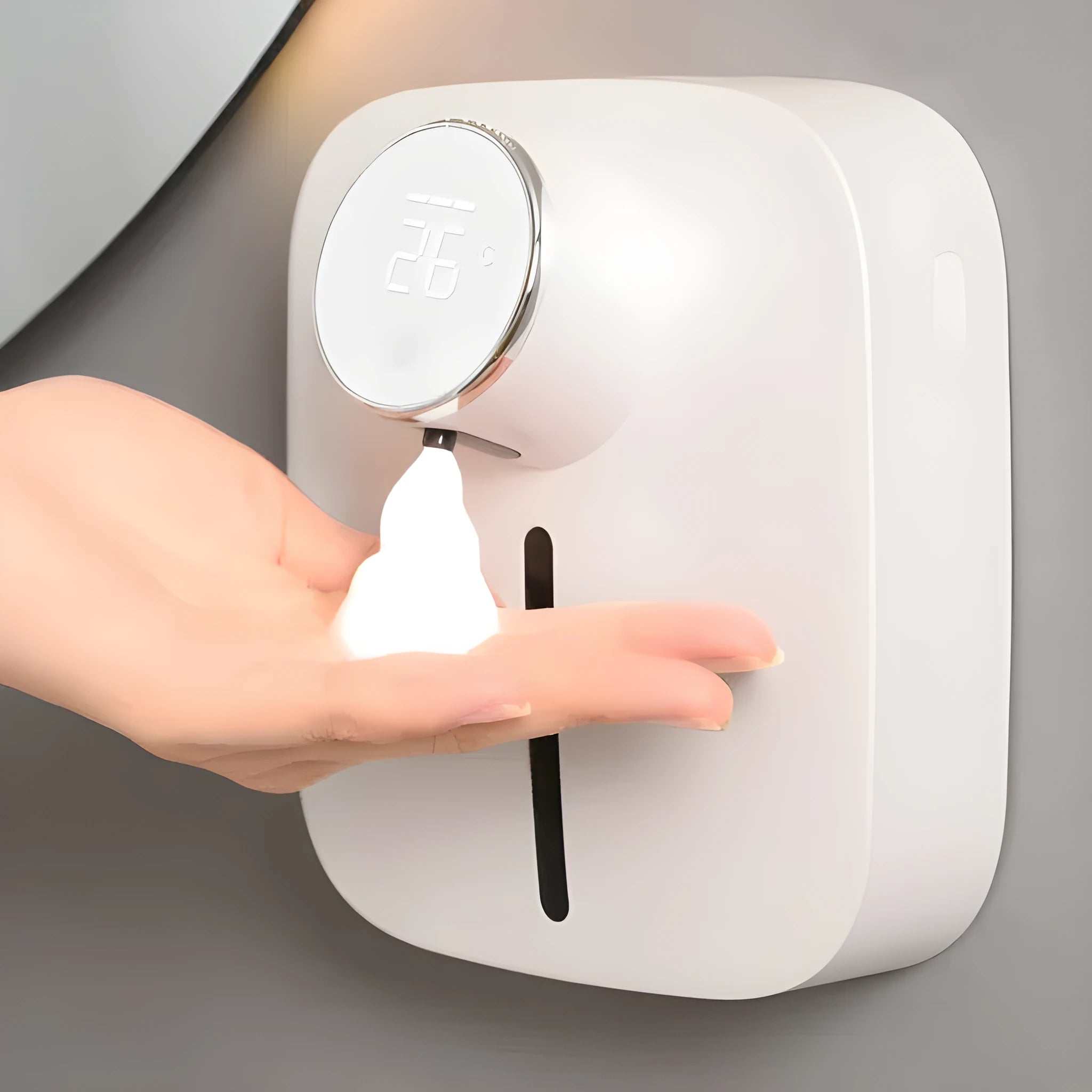 Wall mounted smart sensor soap dispenser 320mL ABS induction foam hand sanitizer in black colour with Type-C USB cable