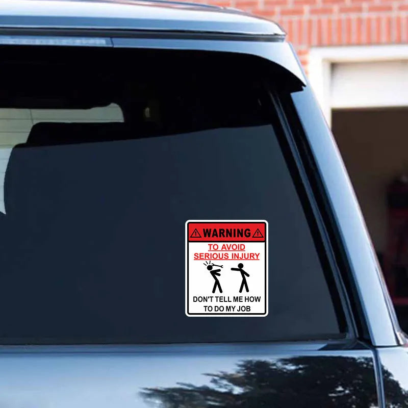 14.9cm by 12.6cm rectangular car glass warning sticker with adhesive backing for safety application