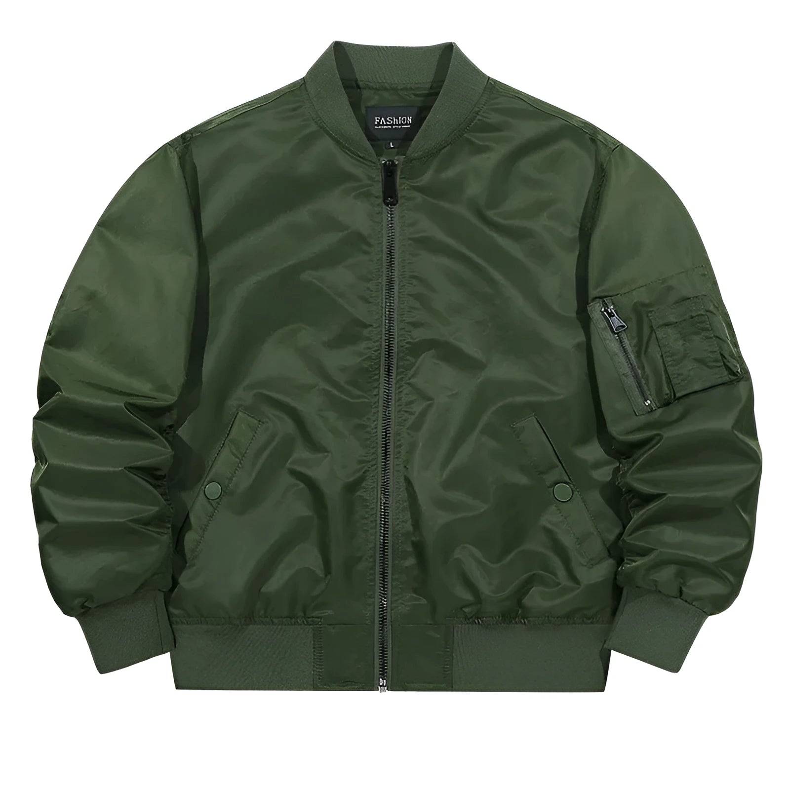 Men's casual jacket loose fit solid colour nylon with side seam pockets