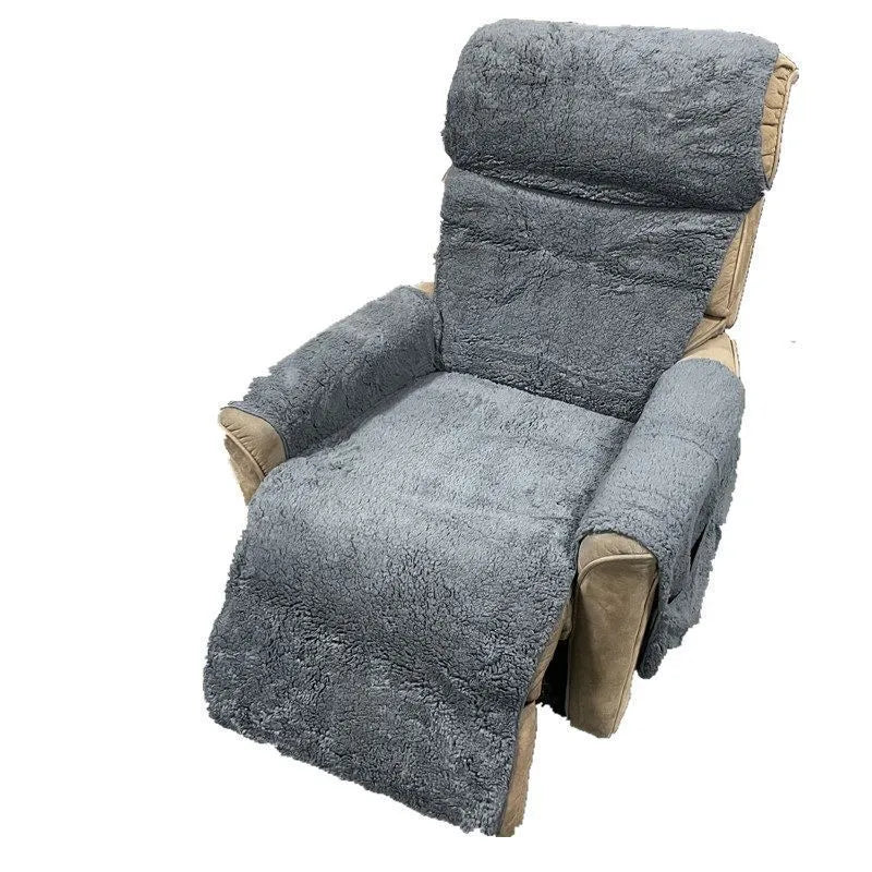 Lambswool coloured polyester sofa slipcover shown on a cushion, available in multiple sizes.