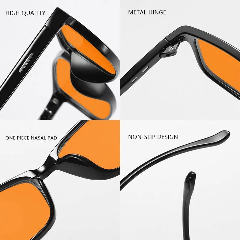 Orange lens anti-blue light glasses with full rim frame in four colour variations
