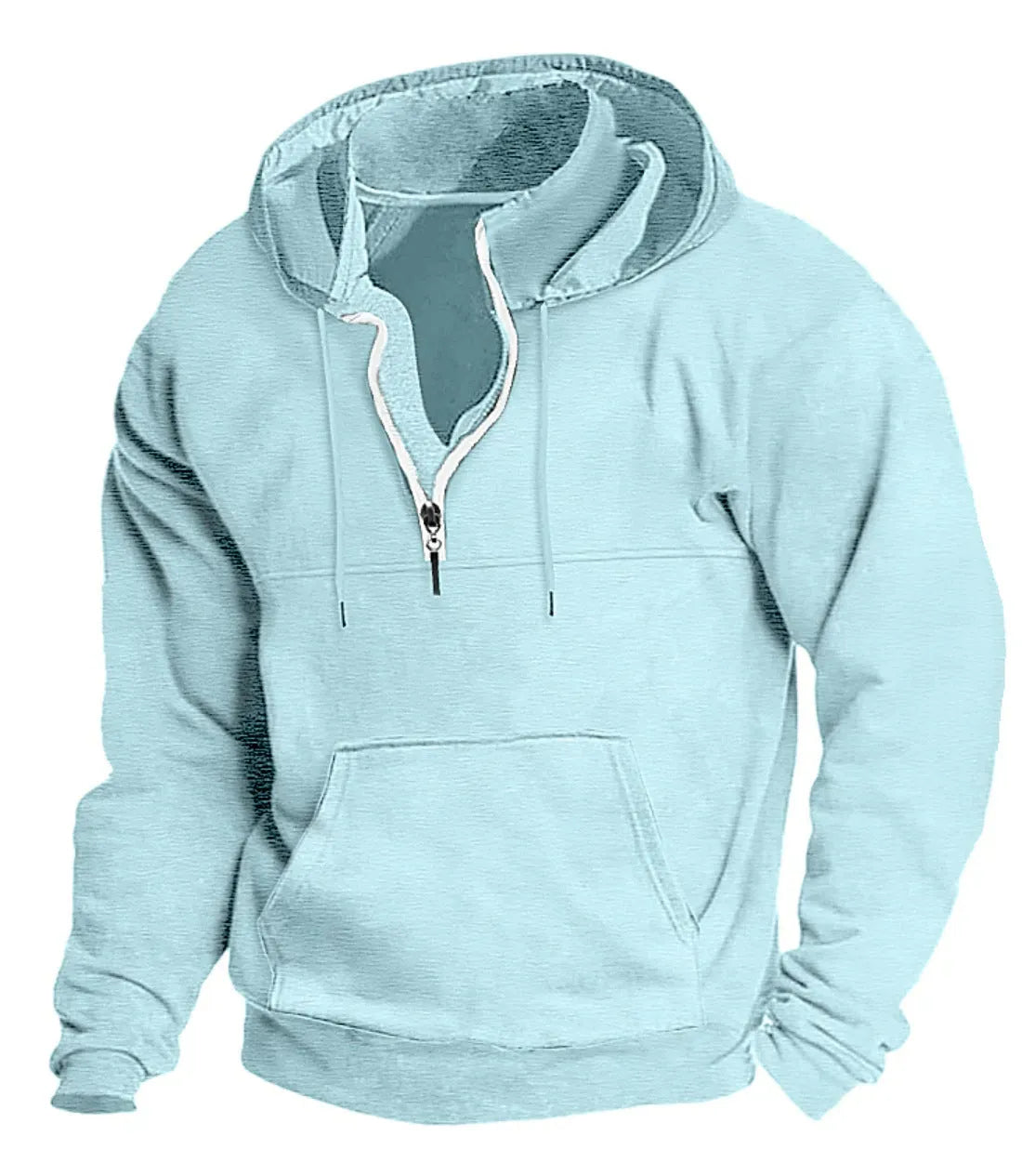 Men's hooded sweater in apricot colour, thick casual pullover jacket for winter, polyester fibre long sleeves