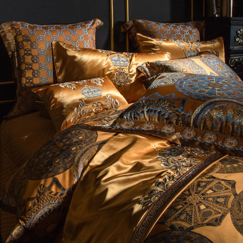 Luxury embroidery villa four-piece set European court style bedding in cotton with 100 thread count