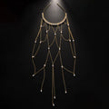 Gold and silver electroplated mesh tassel hair chain with pearl design for women